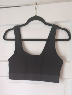 aerie Black Scoop Sports Bra with Branded Band